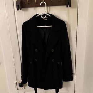 Women's Black Double-Breasted Coat